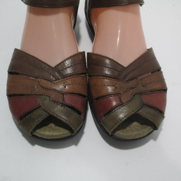 Thom McAn Womens Brown Leather Sandals Size 8W Closed Heel - Picture 9 of 11